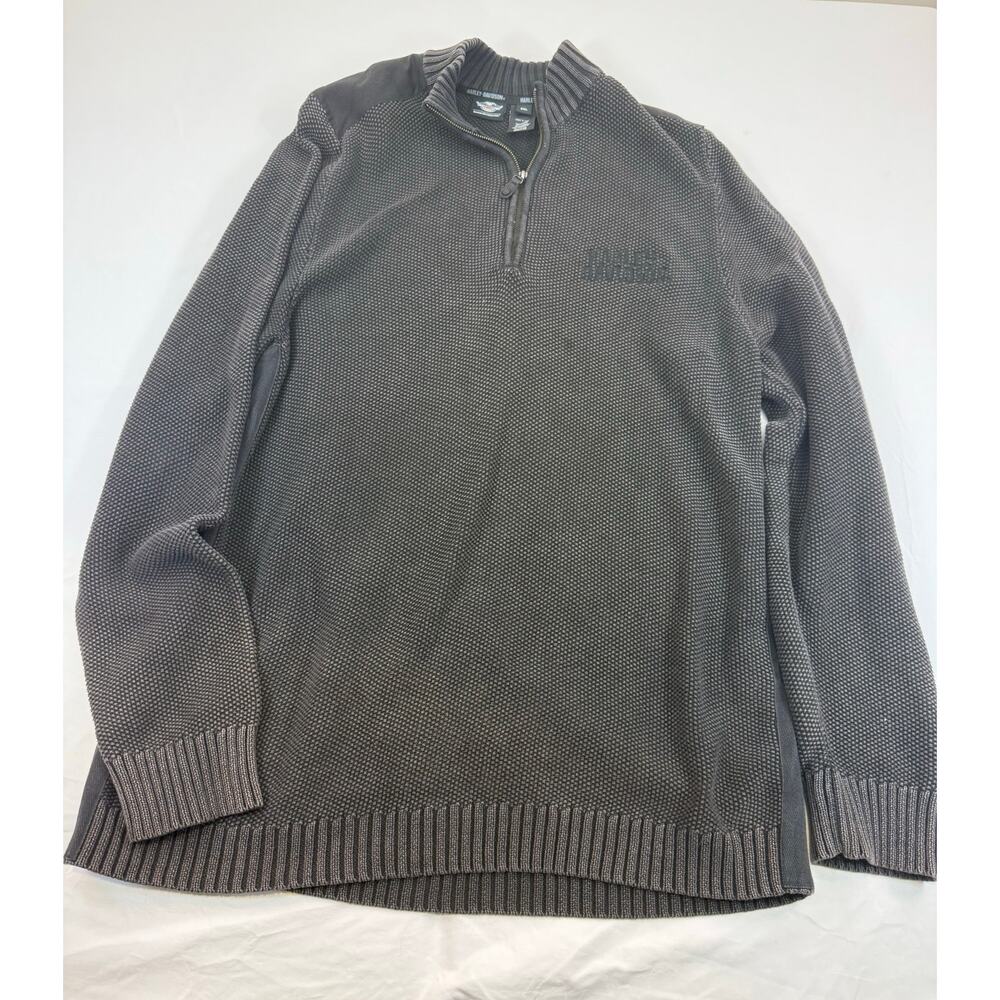 Harley Davidson Motorcycles HD Black Gray Quarter Zip Sweater 2XL Bikercore